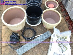 Đài phun nước bằng chậu cây 2