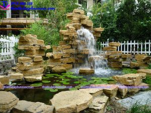 Tiểu cảnh sân vườn kết hợp thác nước mini 10