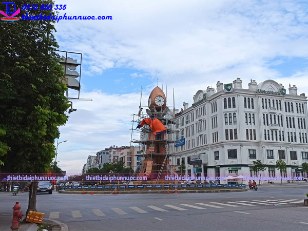 Thi công đài phun nước cột đồng hồ Từ Sơn 3