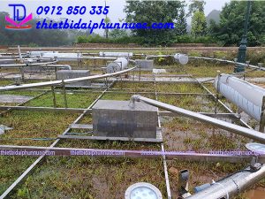 Đài phun nước phao nổi hình tròn lắp tại thị trấn Vụ Bản 2