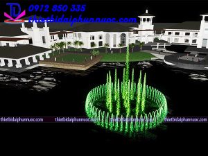 Đài phun nước phao nổi hình tròn lắp tại thị trấn Vụ Bản 9