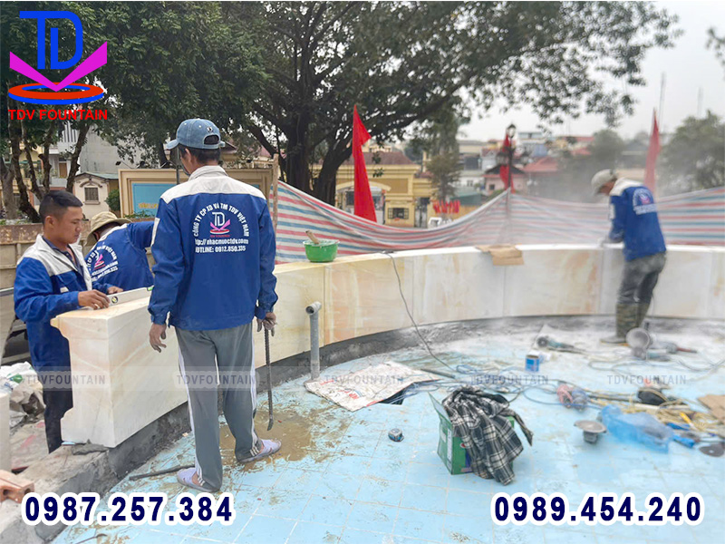 Đài phun nước quả cầu đá nhà máy Z121 Phú Thọ 3