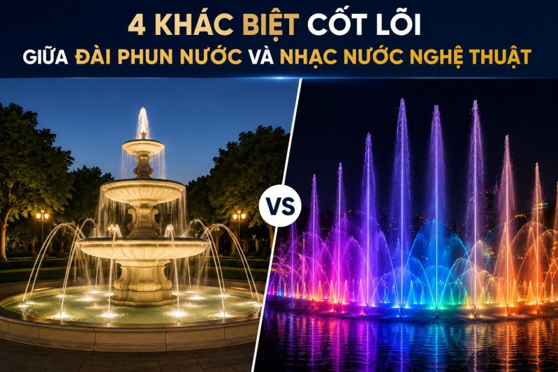 sự khác biệt cốt lõi giữa đài phun nước và nhạc nước nghệ thuật